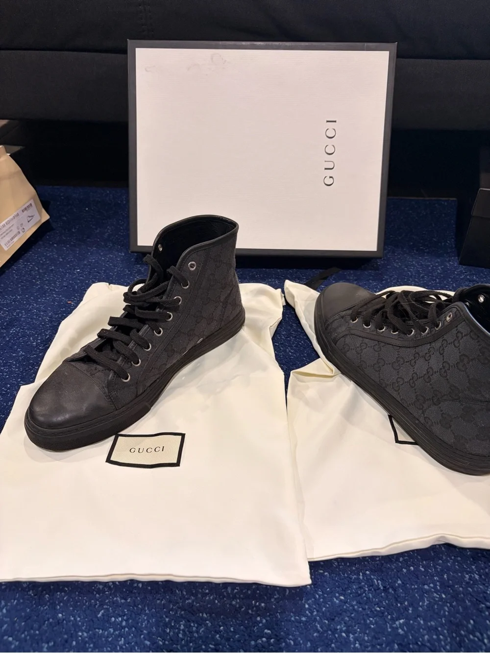 Gucci Black High-Top GG Monogram Canvas Sneakers